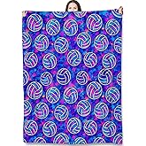 Turamurra Volleyball Throw Blanket Gifts for Adults Kids, Neon Sports Ball Blankets for Living Room Bedroom Decor, Fuzzy Warm Flannel Plush 50"x60"