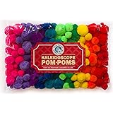 Pompoms for Crafts and Hobby Supplies, Over 300 Fuzzies in Bright Hot Kaleidoscope Colors BONUS Googly eye package