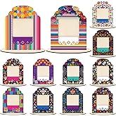 COcnny Day of the Dead Picture Frames - 12 Set Wooden Photo Frame for Dia De Los Muertos Altar Decorations, Mexican Fiesta Skull Tabletop Ofrenda Display Decor for Halloween Remembrance 2.8" x 3.1"