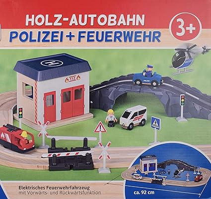 Playland Holz Autobahn Schienen Set mit fahrbarem LKW 38 Teile