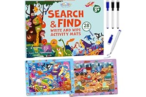 BenBen Preschool Learning Activities, 28 Pages, Search and Find Books, Travel Game for Road Trip, Kindergarten Educational Toys, Birthday Gift for Kids Toddlers Ages 3 4 5 6
