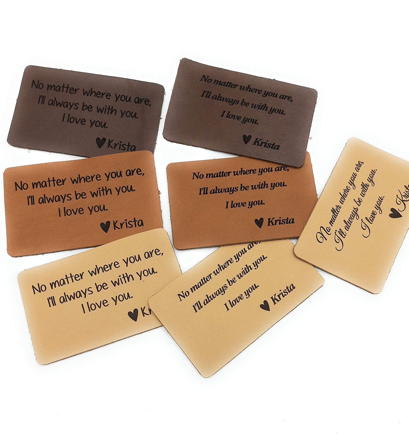 Genuine leather wallet insert card, personalized engraved