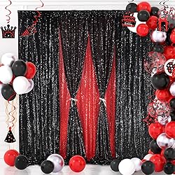 Black Sequin Backdrop Curtain 7ft x 7ft Glitter