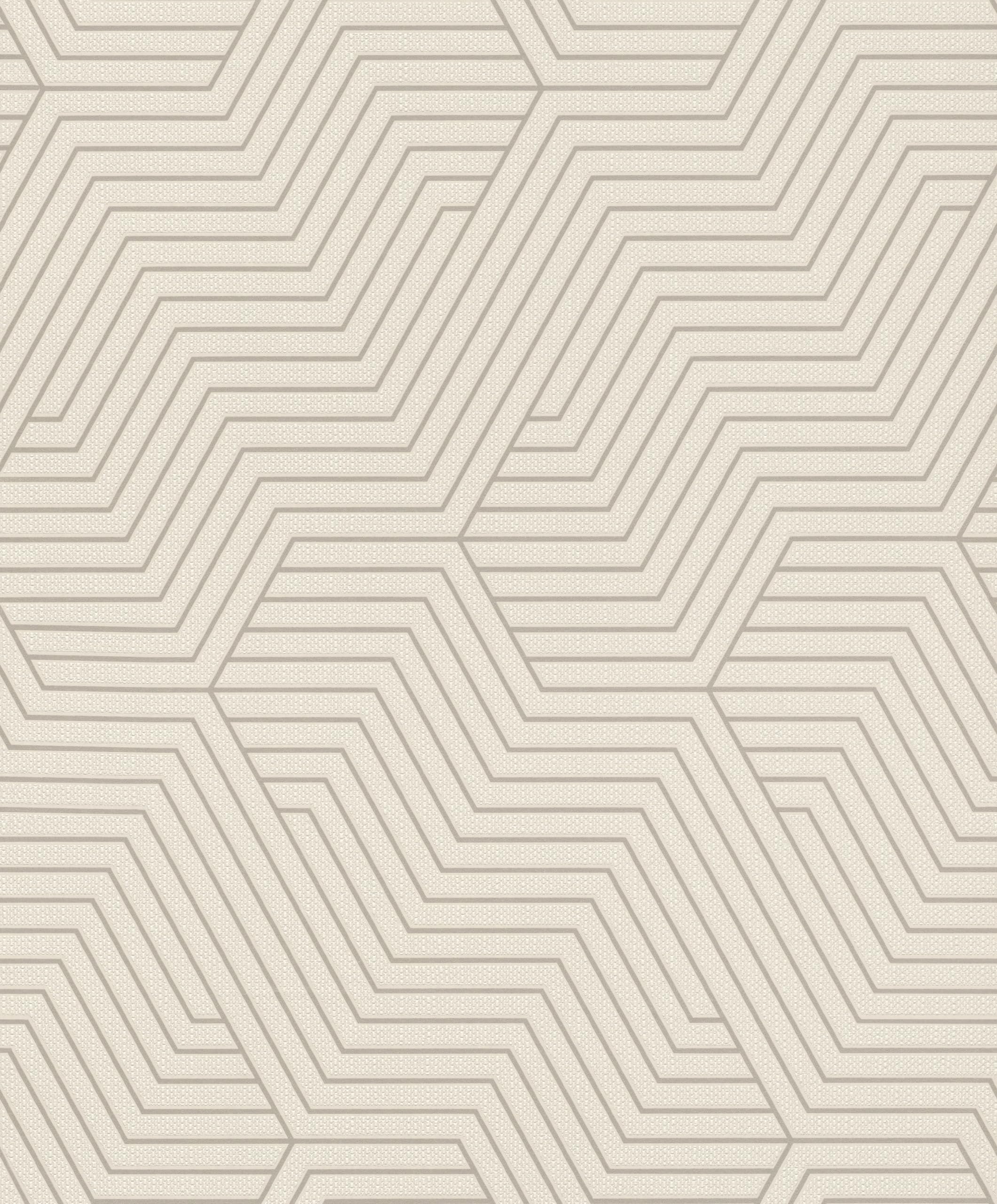 Rasch Wallpaper 312515 Light Non-Woven Wallpaper in Cream White with Geometric Pattern from The Deco Style Collection