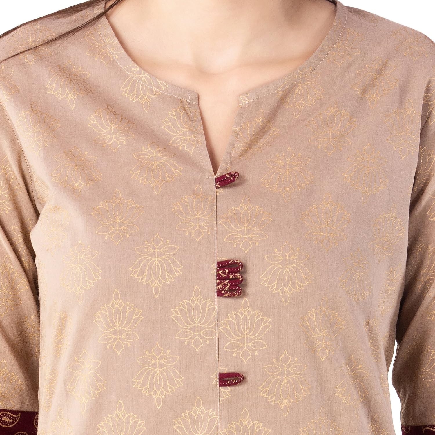 khushal k women's cotton gold printed kurta with palazzo set