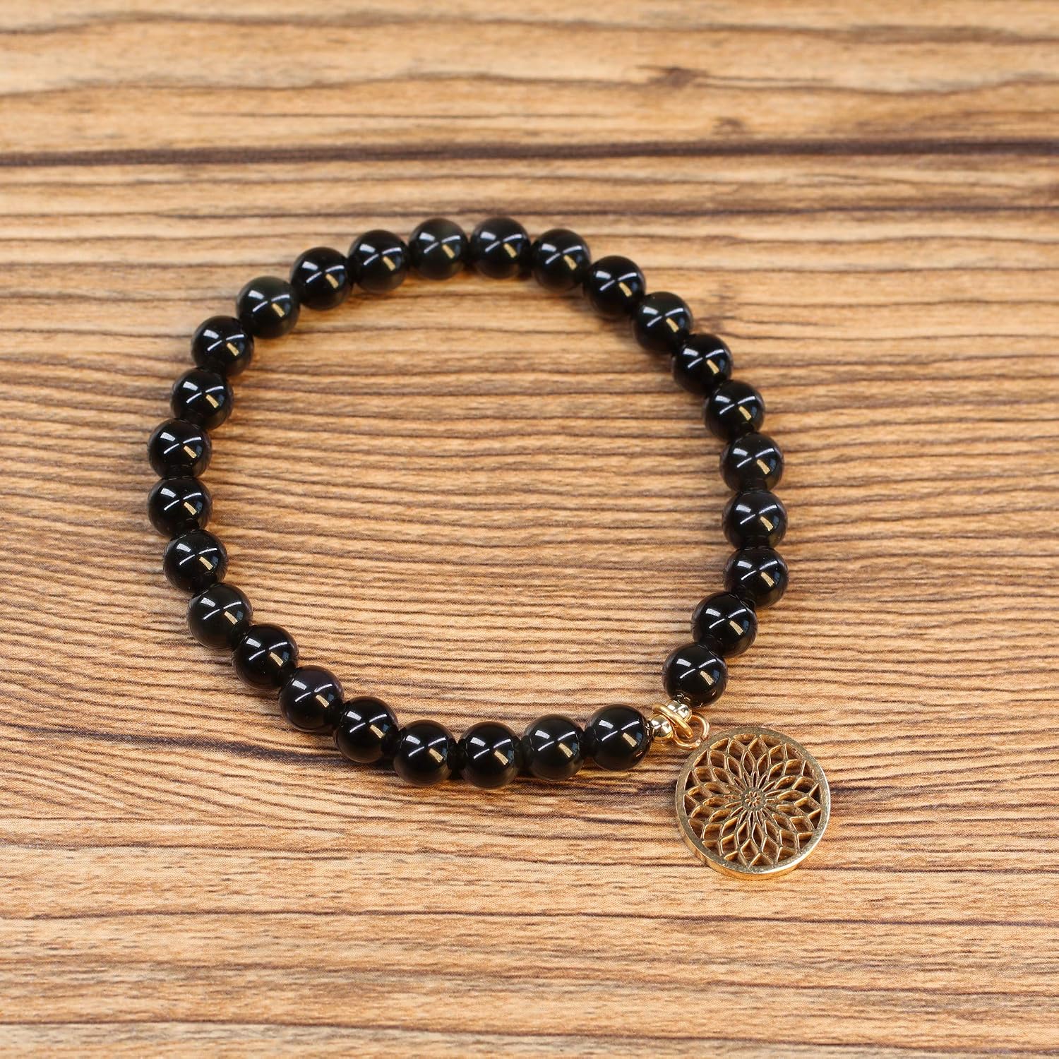 COAI Womens Dream Catcher Charm Black Obsidian Stone Bracelet, 5 75 inch - Image 4