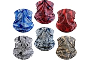 6 Pack Neck Gaiter Elastic Balaclavas Face Mask Versatile Bandana for Men Women
