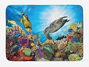 Alfombra de baño oceánica Coloridos peces Flotadores bajo el agua
