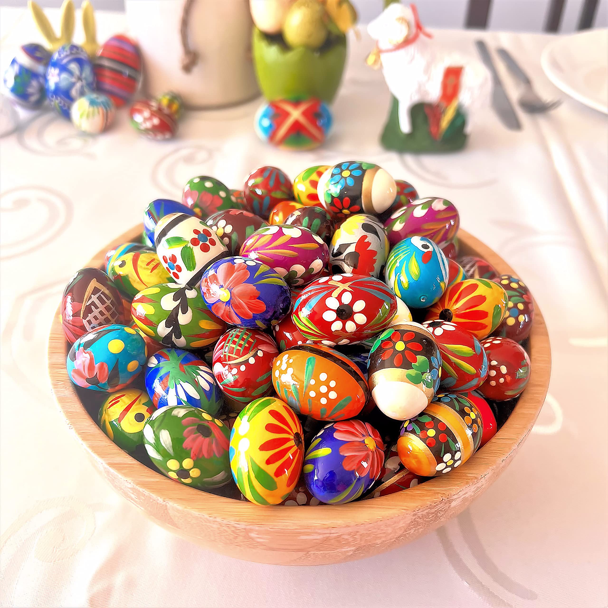 Pysanky (Pisanki) Polish Handpainted Wooden Easter Eggs - Bakers Dozen 13 Mini Eggs