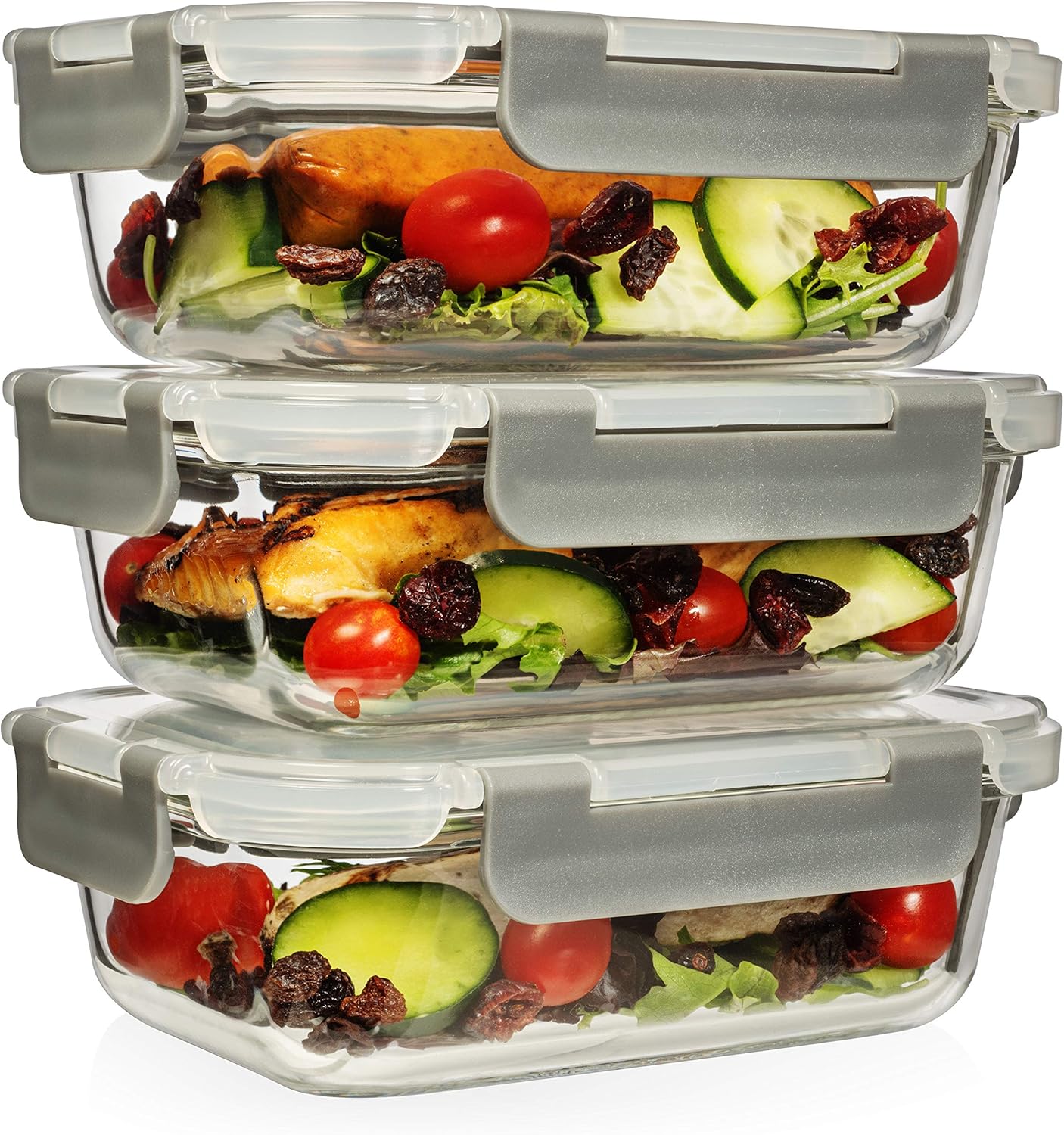 Razab 6 Piece 22 Oz Superior Glass Food Storage Containers (Set of 3