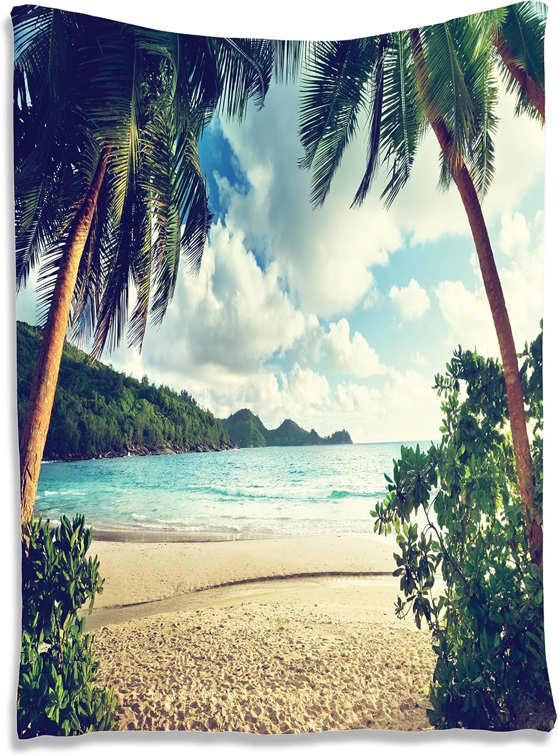 Ambesonne Palm Tree Tapestry, Summer Beach Vintage Style Tropical Sunset Picture Print, Wall Hanging for Bedroom Living Room Dorm Decor, 40