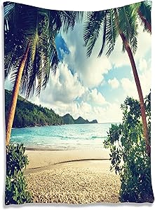 Ambesonne Palm Tree Tapestry, Summer Beach Vintage Style Tropical Sunset Picture Print, Wall Hanging for Bedroom Living Room Dorm Decor, 40