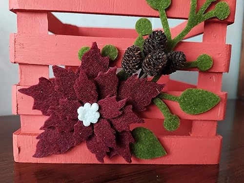Stella Di Natale In Feltro.Cassetta In Legno Dipinta Di Rosso E Decorata Con Stella Di Natale In Feltro Bordeaux Quadrata Decorazione Interni Ed Esterni Naturale Cm 16 X 16 H 13 Natale Regali Amazon It Handmade