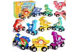 Helsort Wooden Dinosaur Train Set, Magnetic Dinosaur Toys and Number Train for Toddlers, Educational Montessori Toy for Count
