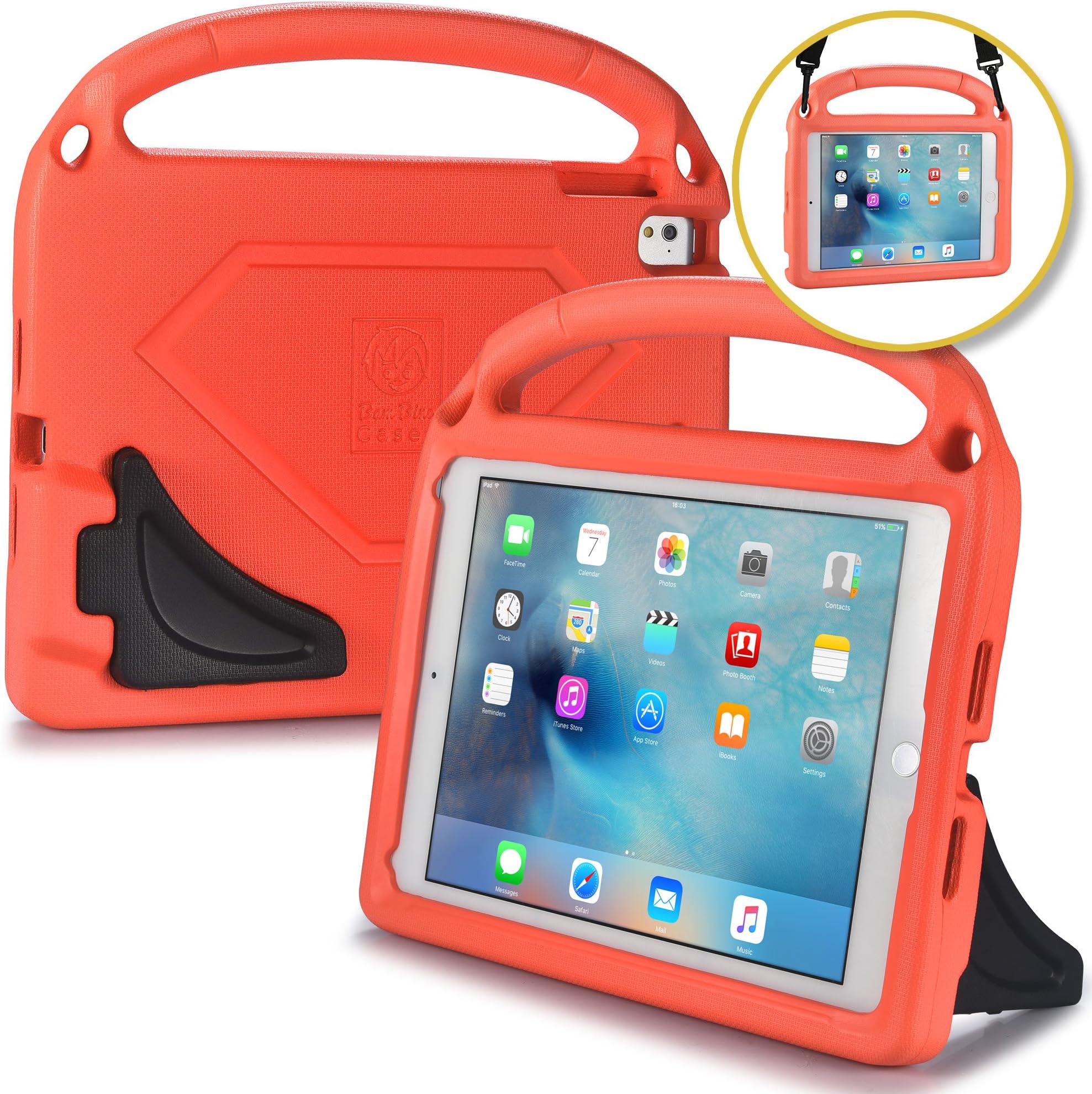 Bam Bino Hero [Shock Proof Kids Case] Kid Friendly Case for iPad 5, iPad 6th Generation, iPad Pro 9.7, iPad Air 2 Air 1 | Childproof Cover (Tangerine)