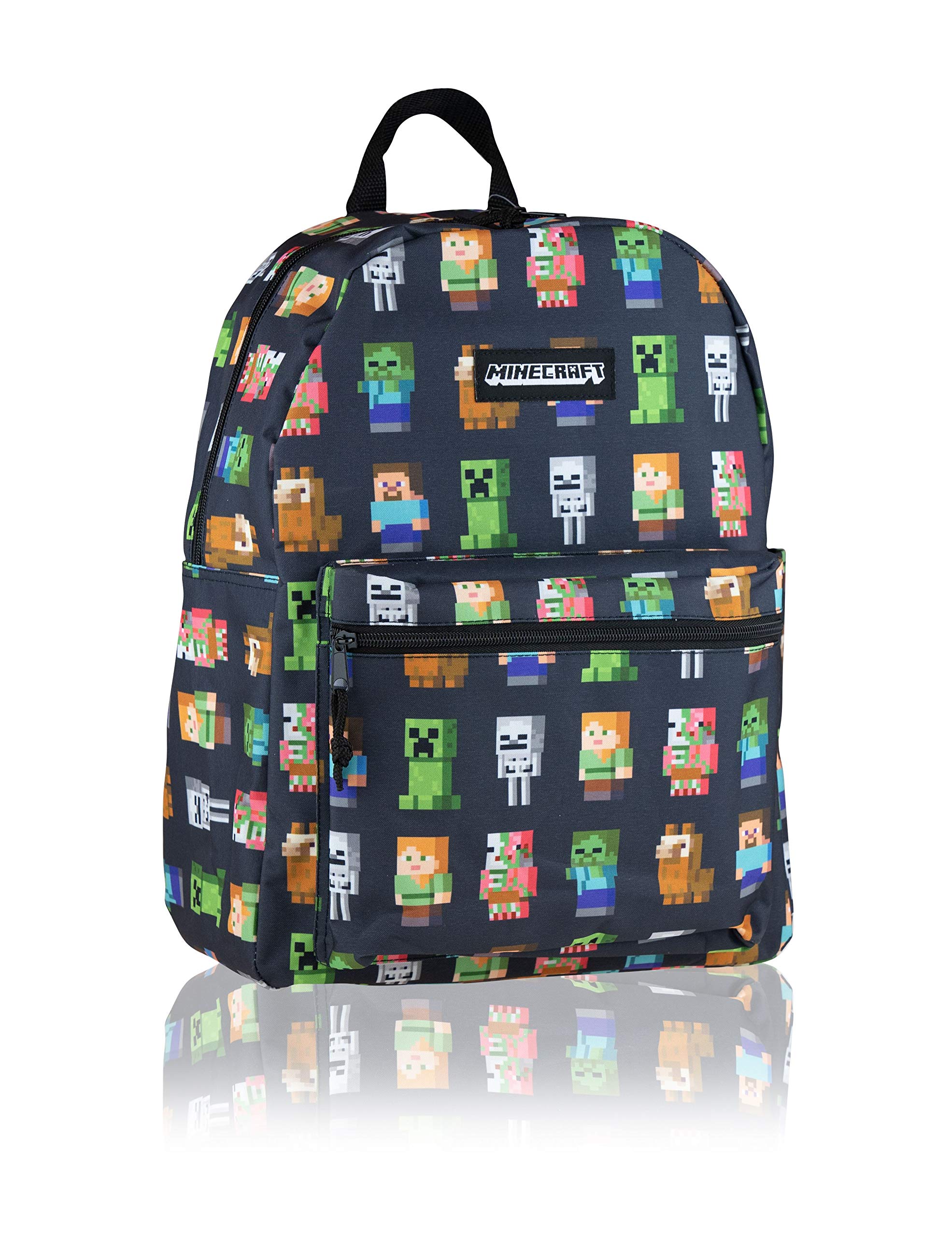 MINECRAFT Teen Multi Character Backpack 31 x 30 x 5 cm, Black/Green, 31 x 30 x 5 cm, Games