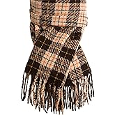 Winter Scarf for Women, Fashion Plaid Blanket Scarves with Fringe, Long Soft Scarf Shawl Wraps