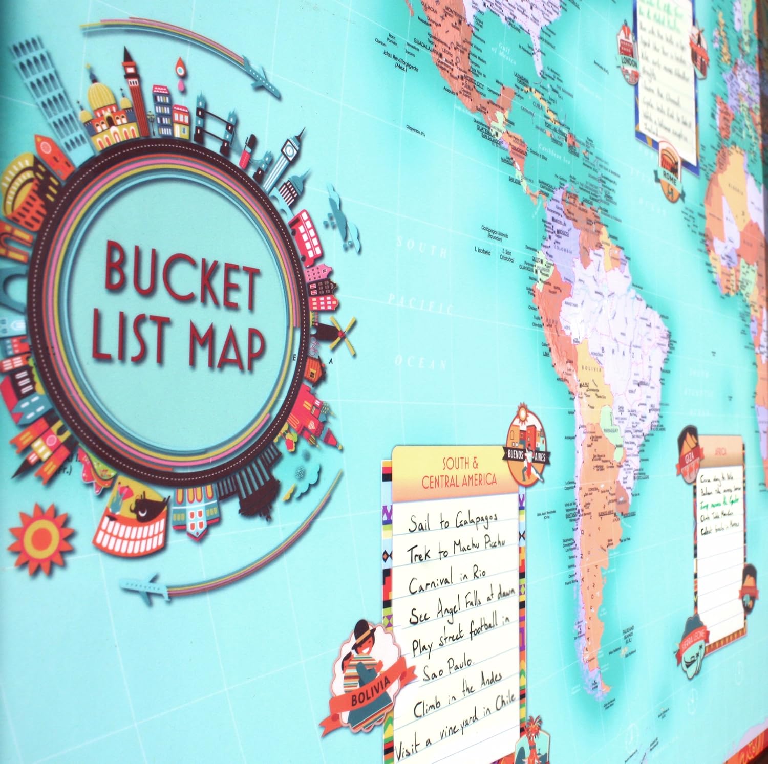 The world bucket list. Bucket list wall.