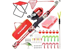 DaddyGoFish Kids Fishing Pole - Rod Reel Combo Tackle Box Starter Set - First Year Small Dock Gear Kit for Boys Girls Toddler Youth Age Beginner Little Children Junior Anglers