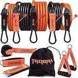 Kobra Tech Resistance Bands Set – 11 Pc. Kit with 5 Adjustable-Resistance Exercise Bands, Handles, and Ankle Straps – Workout