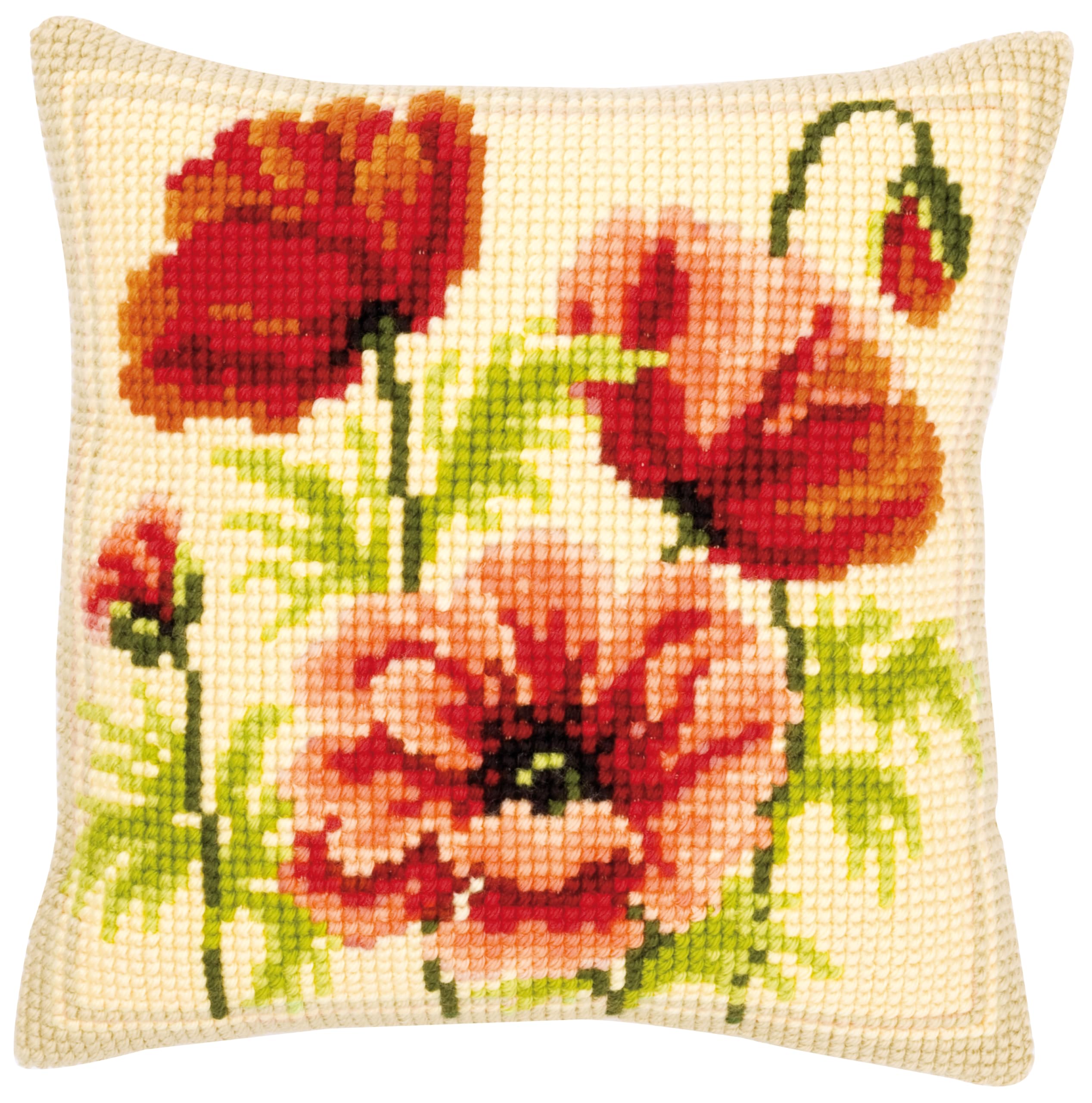 Vervaco Poppies Cross Stitch Cushion, Multi-Colour