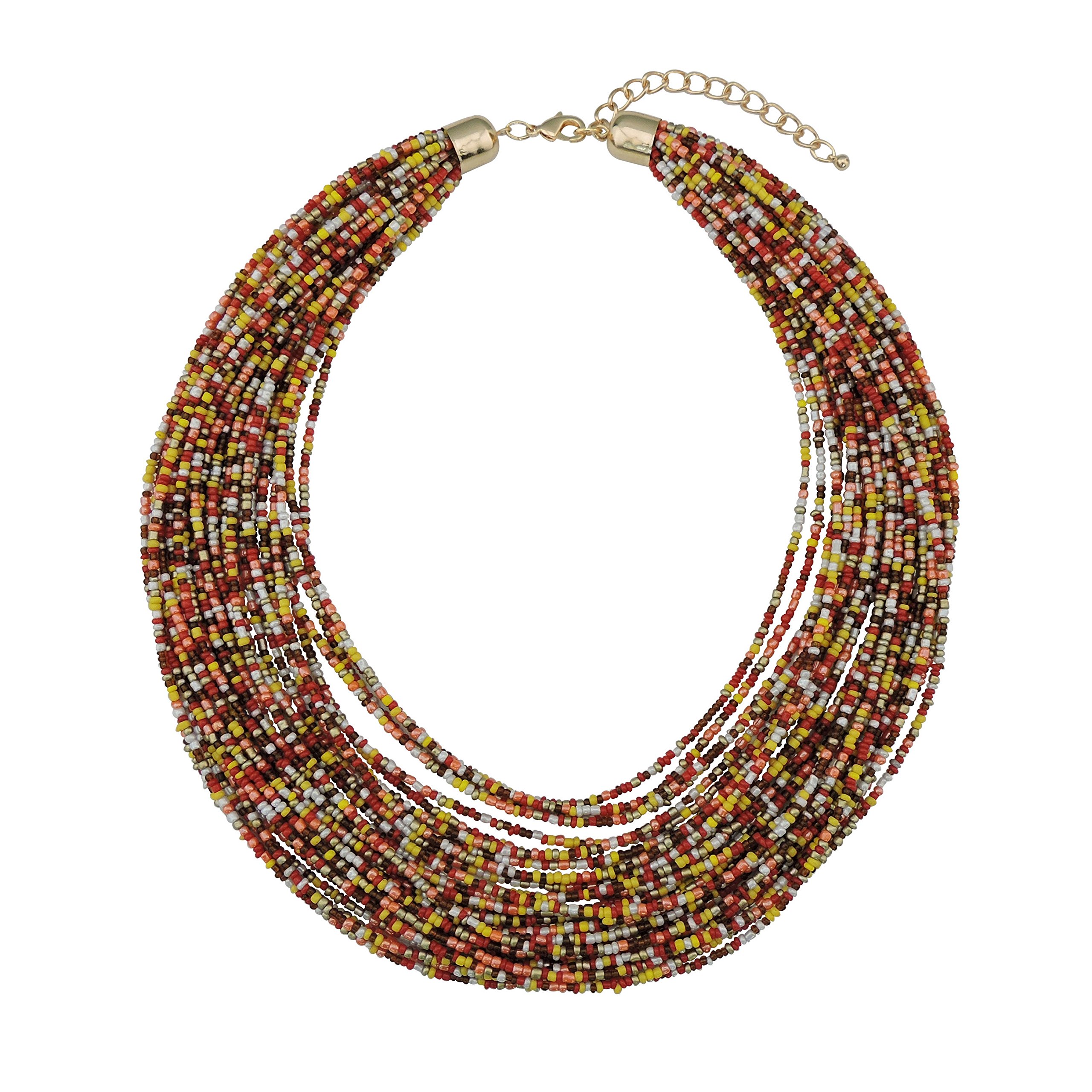 Bocar Multi Layer Chunky Bib Statement Seed Beads Cluster Collar Necklace for Women Gift (NK-10351-Lemon Curry)