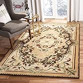 SAFAVIEH Empire Collection Area Rug - 7'6" x 9'6", Brown & Beige, Handmade Traditional European Wool, Ideal for High Traffic 