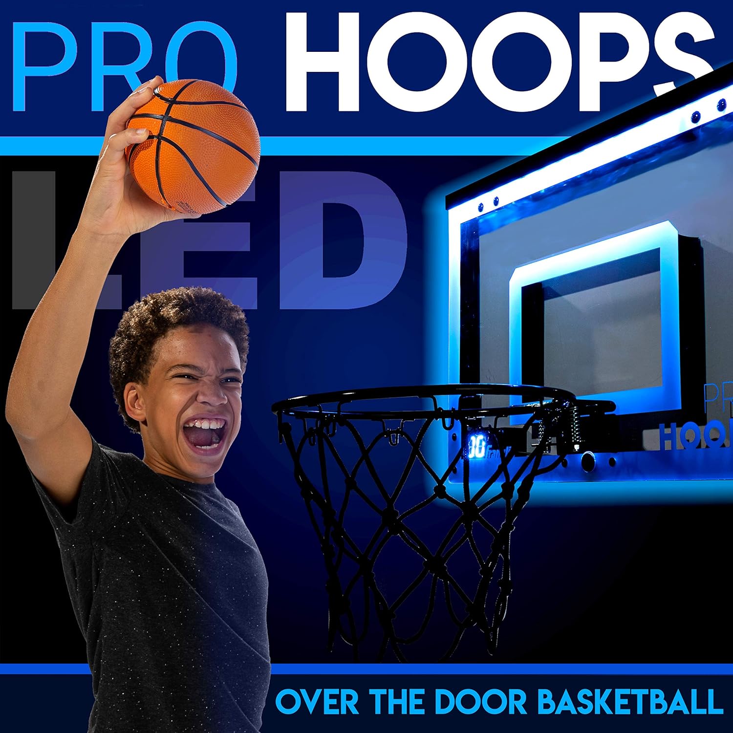 Franklin Sports Over The Door Mini LED Scoring Basketball Hoop - Slam Dunk Approved - Shatter Resistant - Accessories Included: Sports & Outdoors