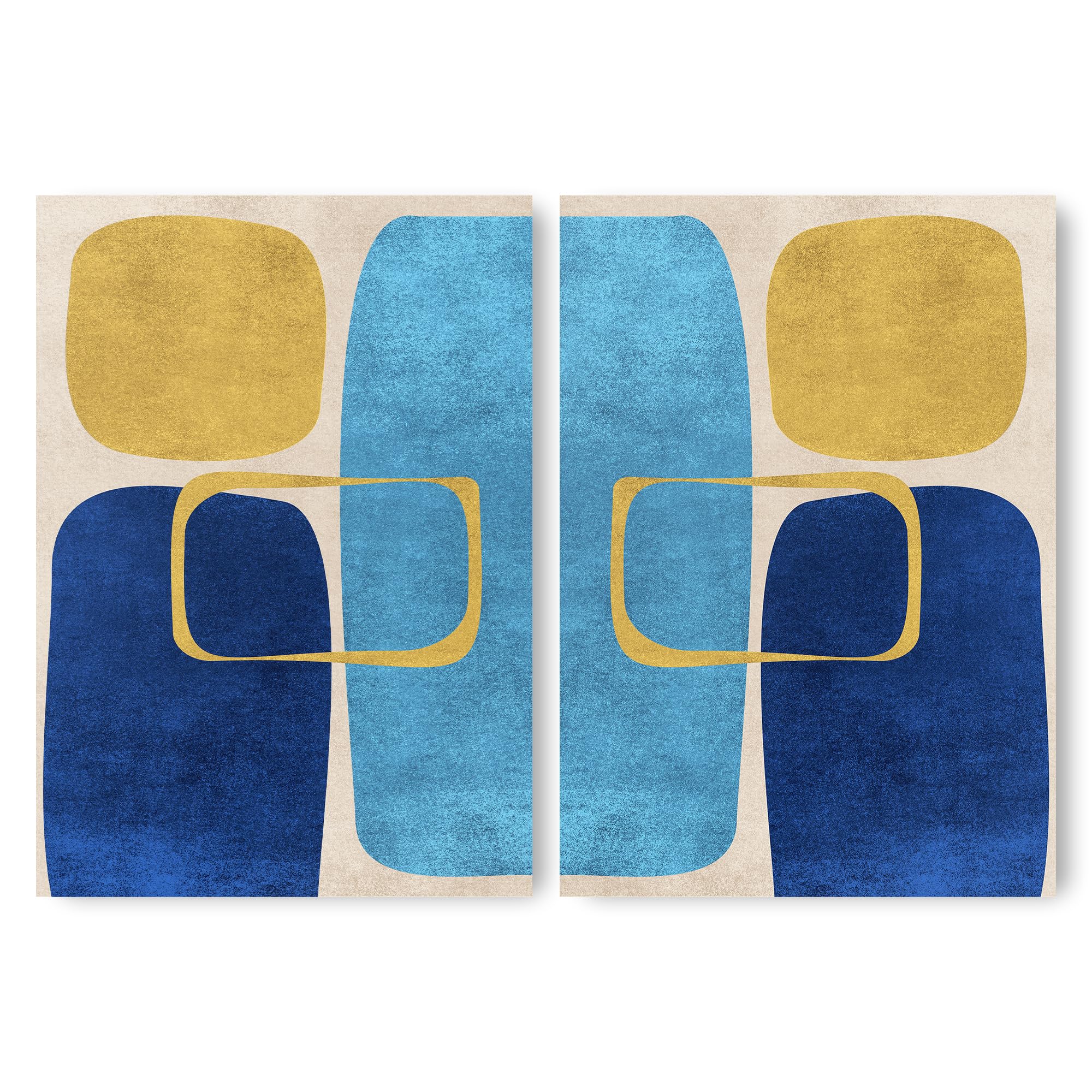 ADAM & ALICE Premium Unframed Wall Art Print – Absract Minimalist Artwork – Home Decor for Living Room/Bedroom/Hallway/Office – Neutral/Blue – A2 Set of 2