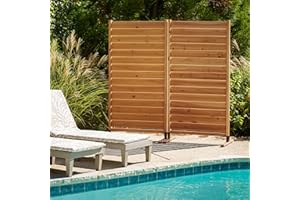 6.1ft H x 3.1ft W (1 Panel) Freestanding or Surface Mounted Enclo Sierra Privacy Screen, Wood Privacy Fence Screen, Outdoor o