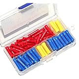 Ginsco 100pcs 10-22 AWG Assorted Insulated Straight Wire Butt Connector Electrical Crimp Terminal Connectors