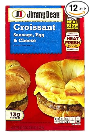 Jimmy Dean Sausage Egg And Cheese Croissant Sandwich 3 375 Pound 12 Per Case Amazon Com Grocery Gourmet Food