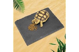 BINANO Reptile Basking Platform Tortoise Bearded Dragon Lizard Original Rock Slab,Easy to Grind The Nails,with Non-Slip mats,Natural Food Bowl,Moisturizing Effect (Small)