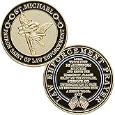St. Michael Patron Saint of Law Enforcement Challenge Coin with Hero's Valor Prayer 1-Pack (Single Coin)