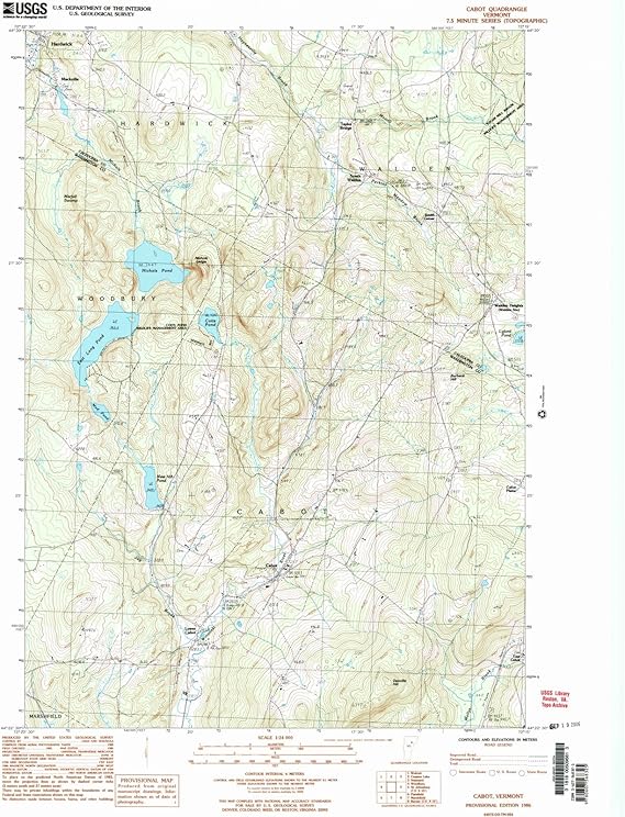 1986 Cabot, VT Vermont USGS Historical Topographic Map