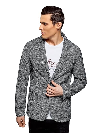 oodji Ultra Herren Jersey-Blazer mit Knopfverschluss