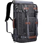 WITZMAN Canvas Backpack Vintage Travel Backpack Large Laptop Bags Convertible Shoulder Rucksack(A519-1 Black)