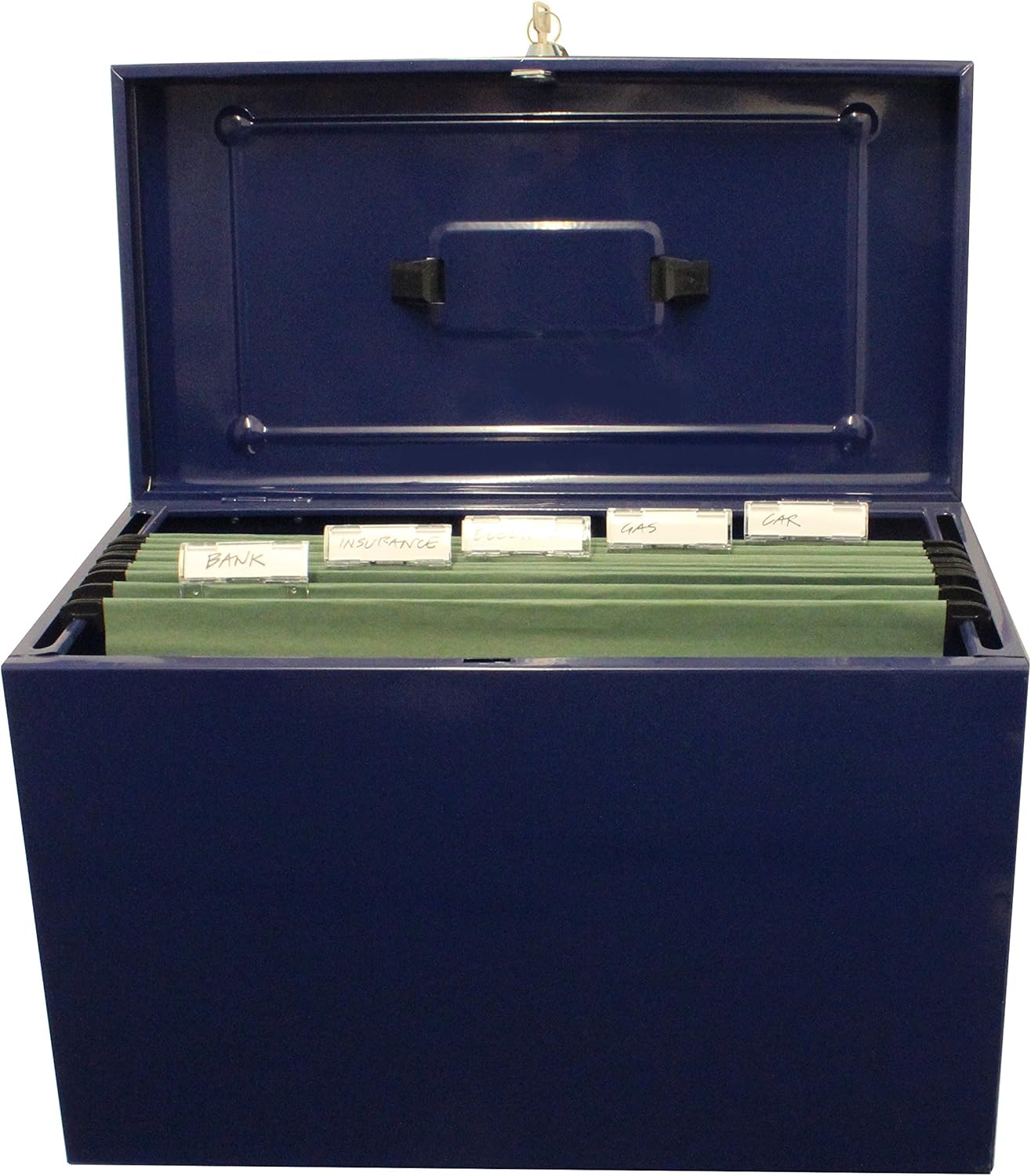 Caja archivadora de metal, tamaño folio, color azul -: Amazon.es: Oficina y papelería