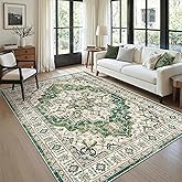 zesthome WashableRug 5x7 Area Rugs,Stain Resistant Rugs for Living Room,Bedroom,Non-Slip Backing Home Decor Rug, Vintage Medallion Pattern Rugs (Green,5'x7')