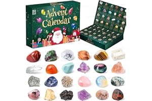DYMUZIC Crystal Advent Calendar 2024, Rock Advent Calendar 2024 Adult, Kids, Boys, Girls, Teen Girls, Healing Crystal Gemstone Advent Calendar, 24 Days of Surprise Natural Crystals and Gem Rocks Collection