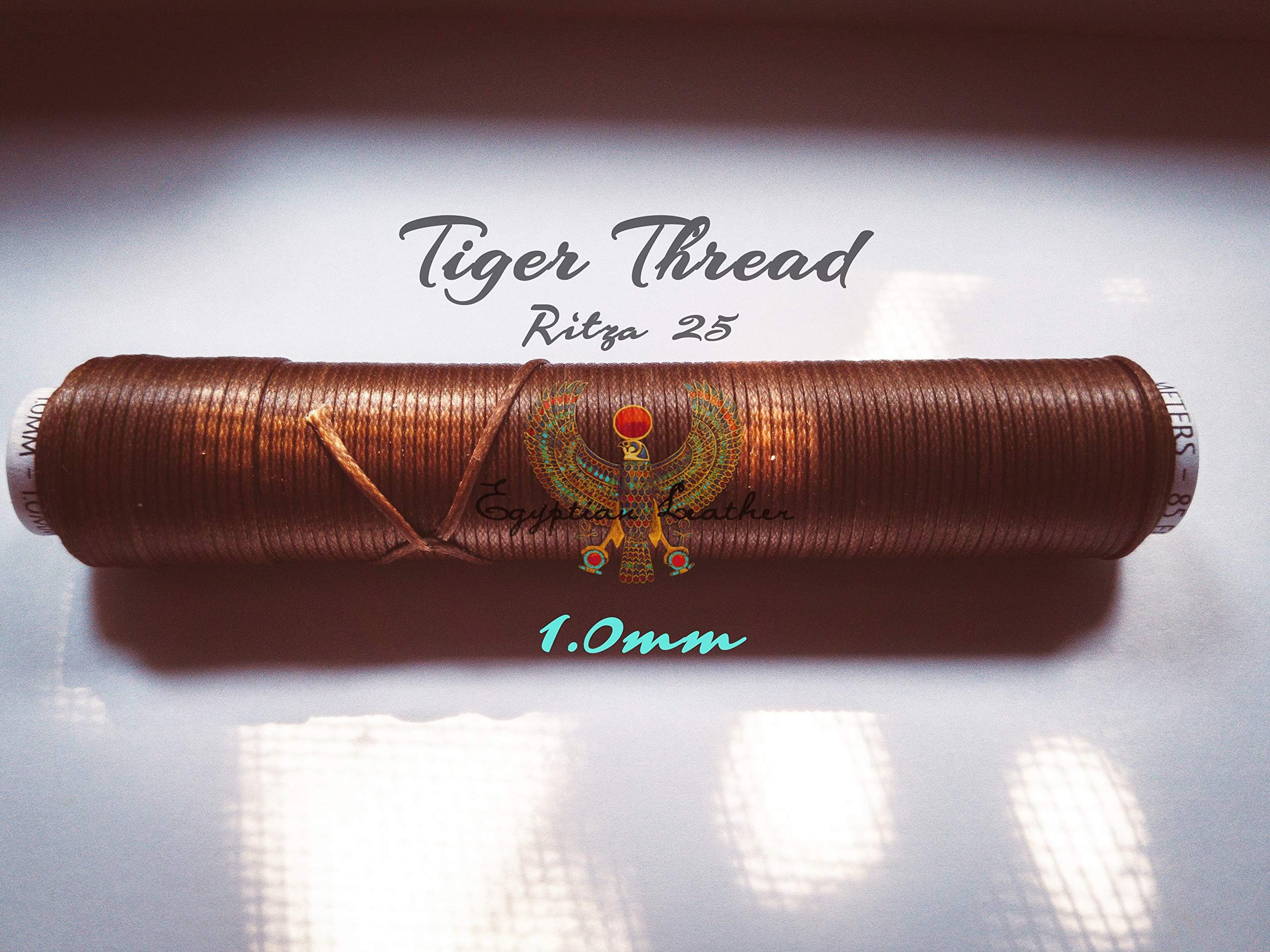 1.0mm Ritza 25 Tiger Thread - Braided Polyester Thread - Waxed for Leather Hand Sewing - by Julius Koch - Made in Germany - Custom Spools by Egyptian Thread Company, 50 Meters, Havanna Cigar - JK77