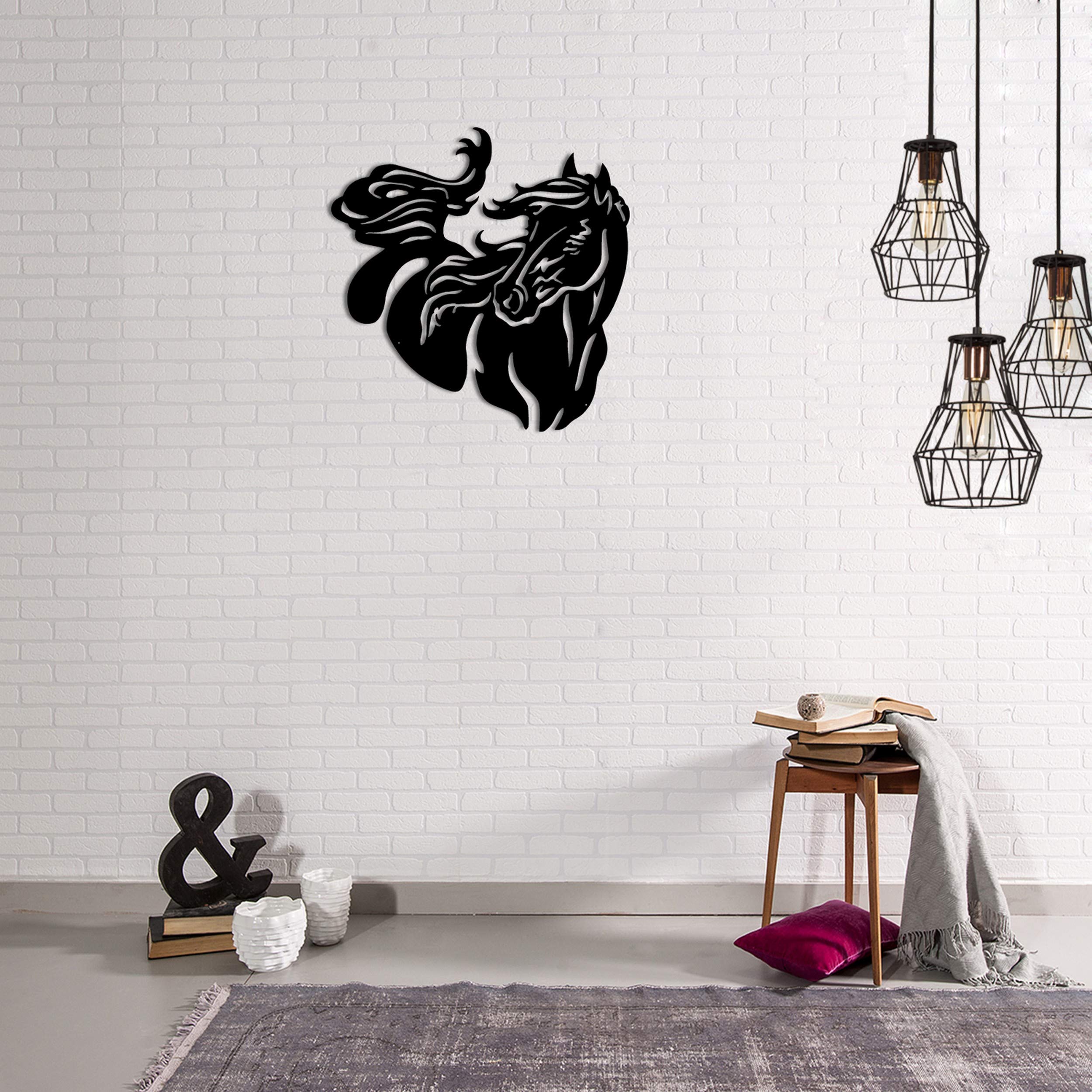 Homemania Horse Wall Art Black Cold Rolled Steel One Size