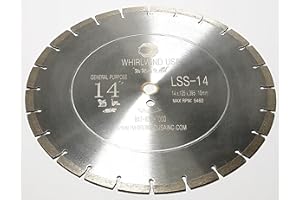 WHIRLWIND USA LSS 14 Inch Diamond Saw Blade,Dry or Wet Cutting Concrete Saw Blades for Sharp Cutting Concrete Marble Granite Brick Masonry,Broadened Cutter Head