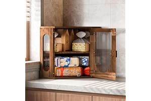 Alpeir Corner Bread Box, Solid Wood Double Layer Adjustable Large Capacity, Farmhouse Vintage Kitchen Countertop Organizer wi