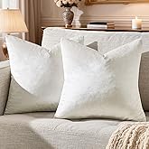 GIGIZAZA Velvet Pillow Covers 18x18: Pack of 2 Throw Pillows Soft Solid Covers - Beige Decorative Modern Couch Small Cushion Covers,Living Room,Bedroom,Sofa