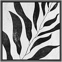 SIGNWIN Framed Canvas Wall Art Willow Leaves Botanical Plants Block Print Abstract Modern Closeup Dramatic Black and White for Living Room, Bedroom, Office - 16