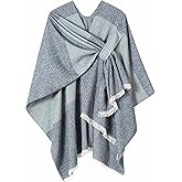 Women Shawl Wrap Poncho Cape Cardigan Open Front Coat Warm Scarf for Spring Fall Winter Cold Weather Days