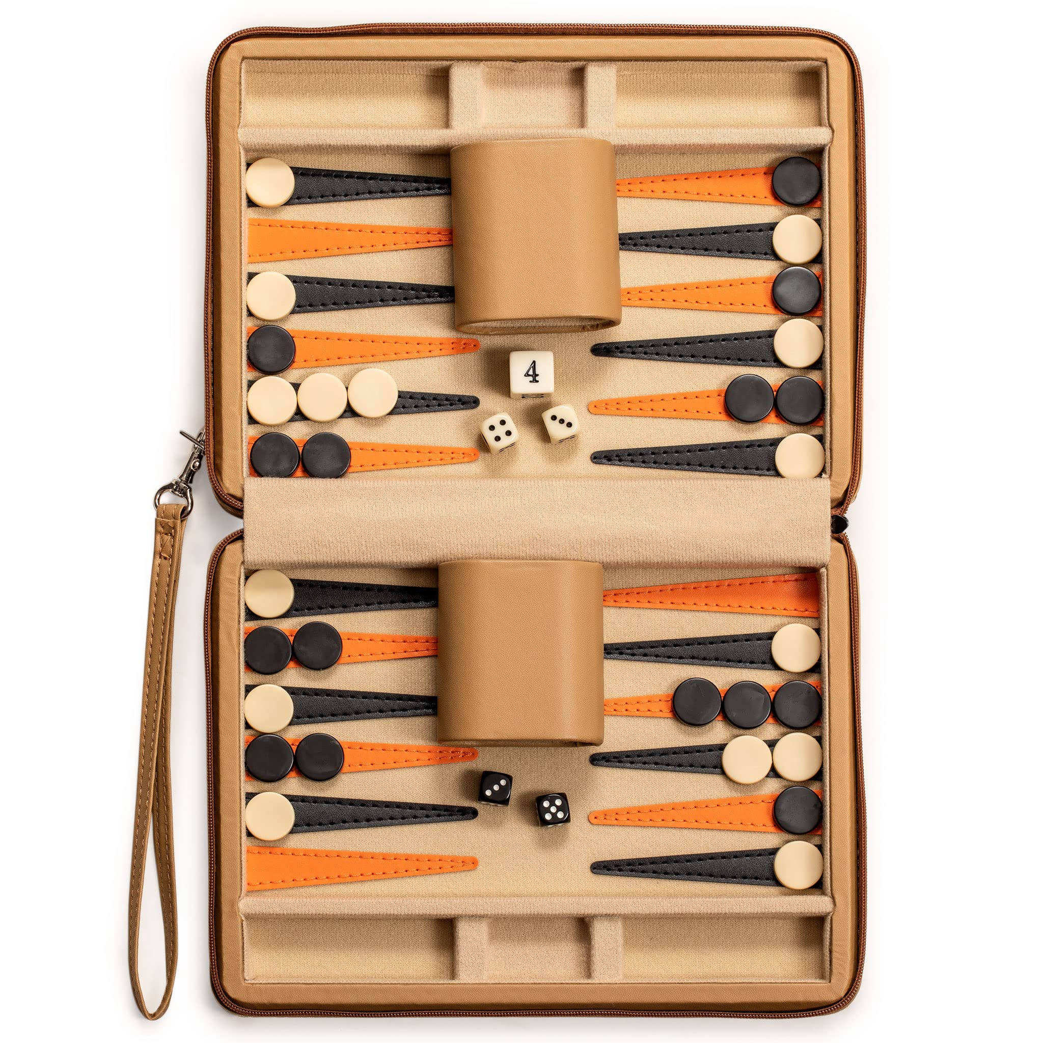 Yellow Mountain Imports Travel Magnetic Leatherette Backgammon Mini Game Set, Bozcaada - with Magnetic Checkers, 9-inch Board