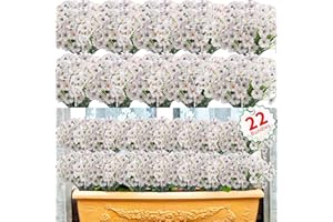 Usmilegift Artificial Flowers Outdoor,22 Bundles Faux Flowers UV Resistant,Faux Plastic Plants Silk Flower for Outdoors Outside Front Porch Hanging Planter Decoration(White)