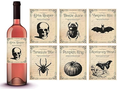 vintage halloween wine labels